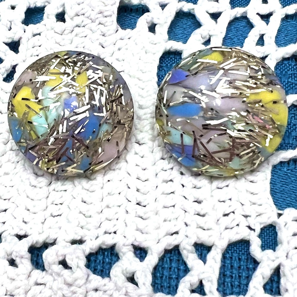 Vintage CLIP 1960s Confetti Earrings